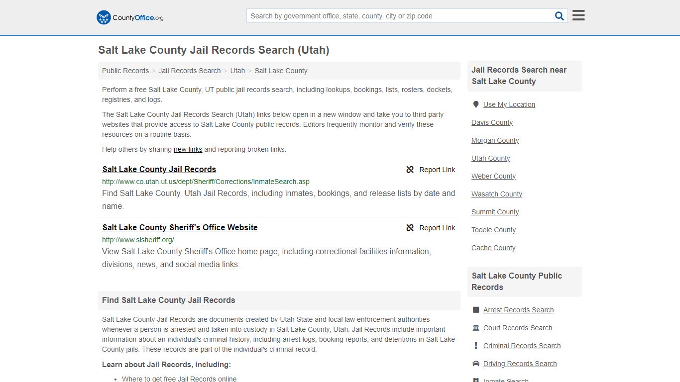 Salt Lake County Jail Records Search (Utah) - County Office